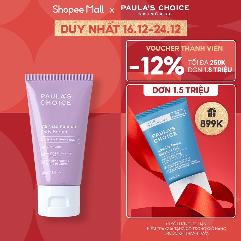 Tinh chất làm sáng và phục hồi da cơ thể Paula’s Choice 5% Niacinamide Body Serum 30ml 5817