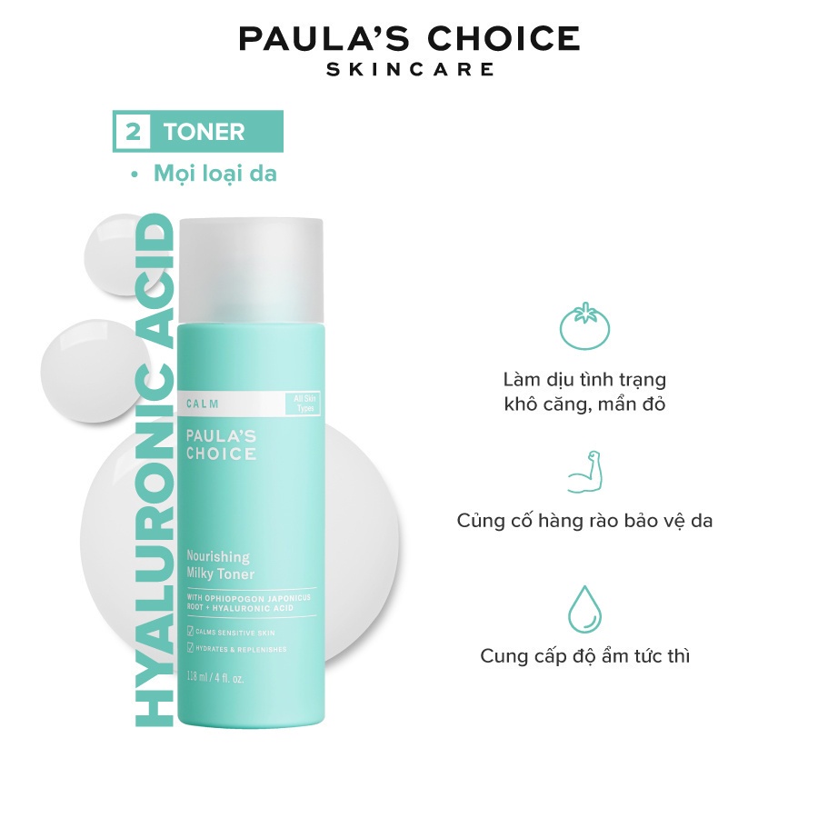 Nước cân bằng dịu nhẹ cho da nhạy cảm Paula's Choice Calm Nourishing Milky Toner 118ml 9230