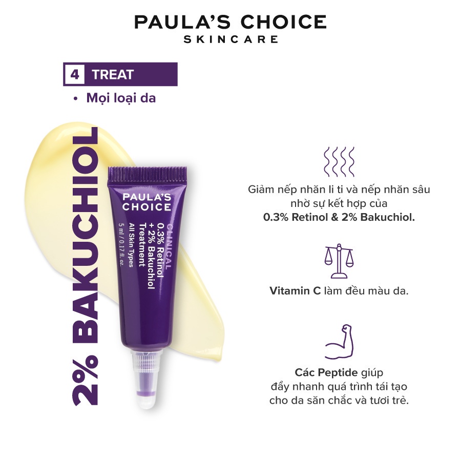 Tinh chất chống lão hóa từ Retinol và Bakuchiol Paula's Choice Clinical 0.3% Retinol + 2% Bakuchiol 5ml Mã 8016