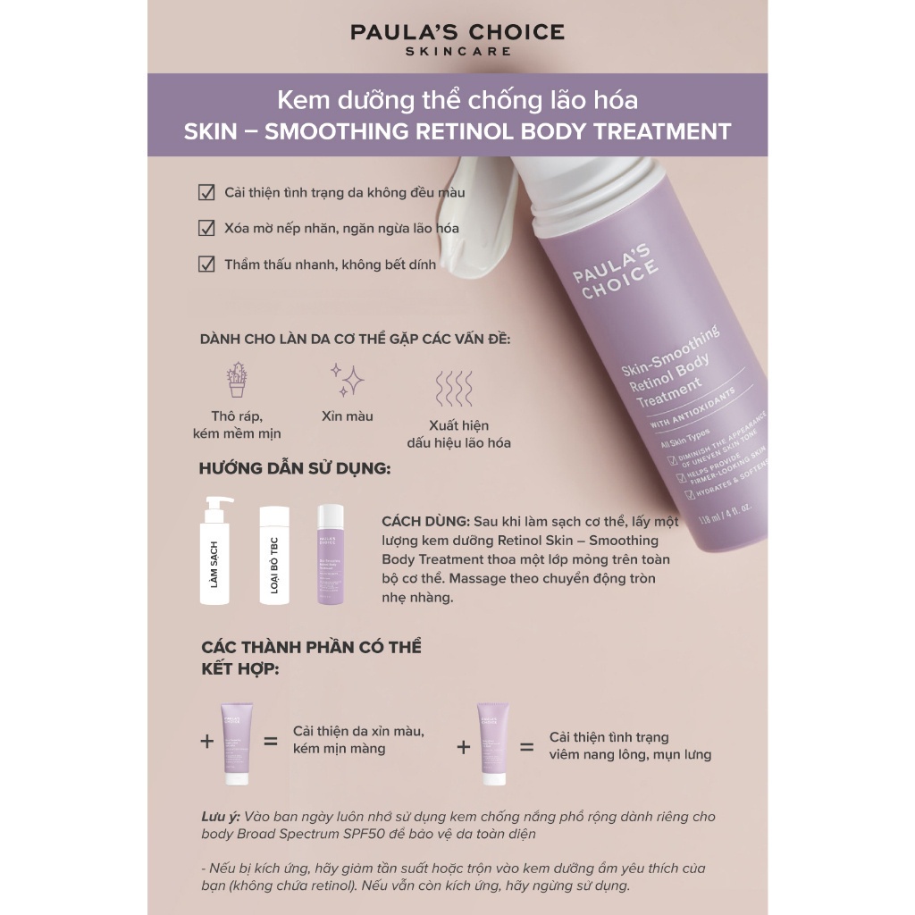 Kem dưỡng thể chống lão hóa Paula's Choice Skin -Smoothing Retinol Body Treatment 118ml 5800