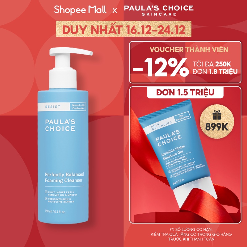 Sữa rửa mặt cân bằng da hoàn hảo Paula's Choice Resist Perfectly Balanced Foaming Cleanser 190ml mã: 7830