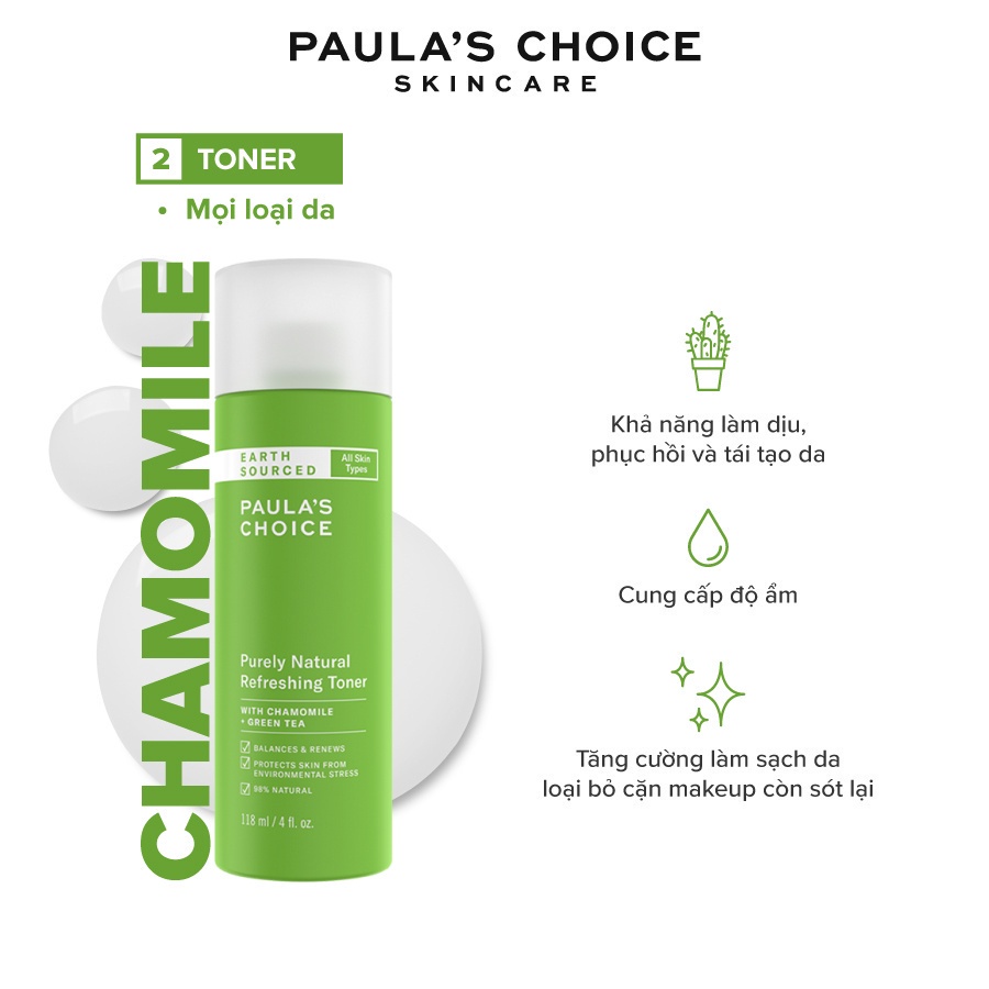 Nước hoa hồng nguồn gốc thiên nhiên Paula's Choice Purely Natural Refreshing Toner 118ml - 8510