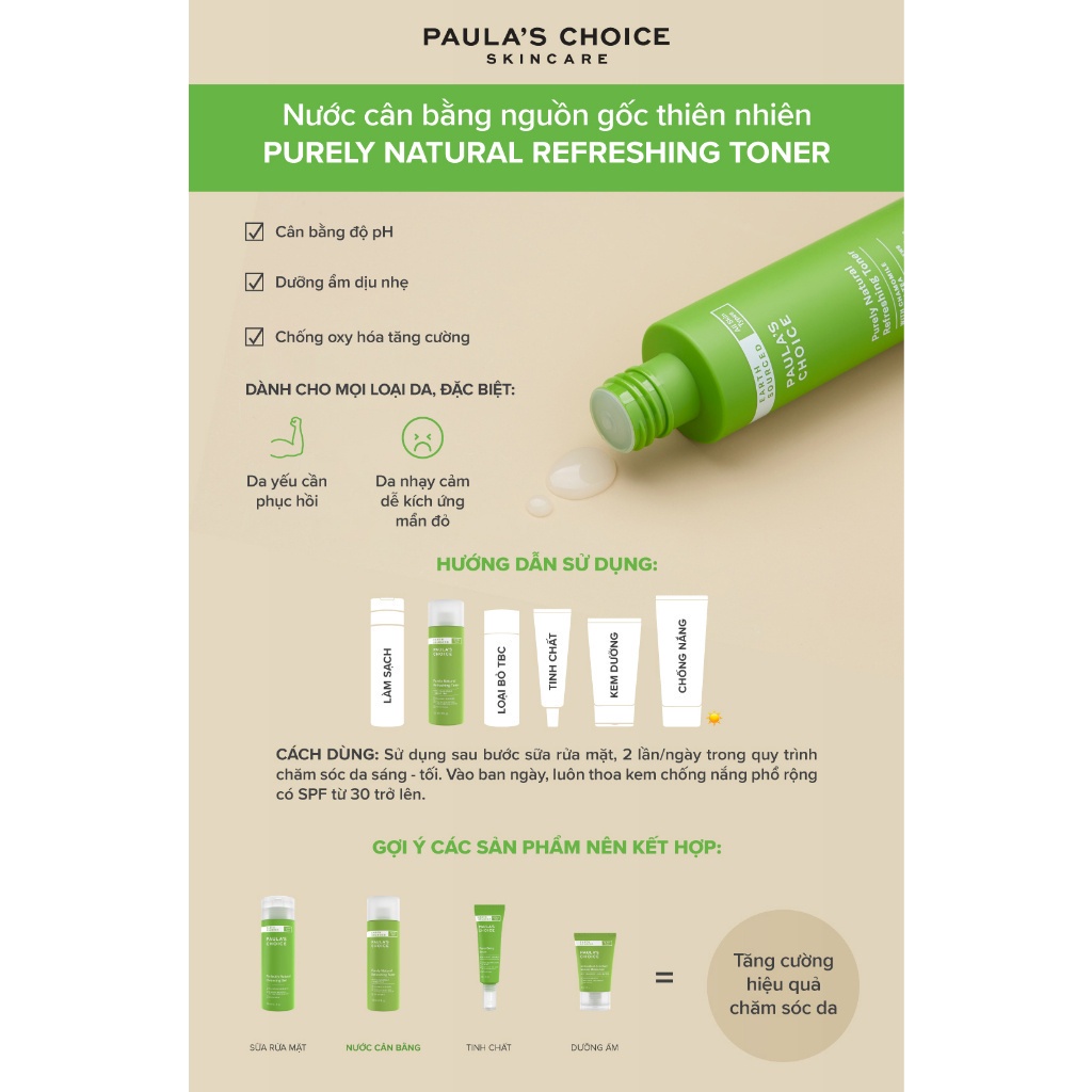 Nước hoa hồng nguồn gốc thiên nhiên Paula's Choice Purely Natural Refreshing Toner 118ml - 8510