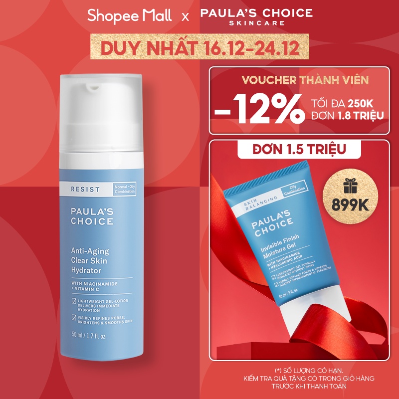 Kem dưỡng ẩm da dầu lão hóa Paula's Choice AntiAging Clear Skin Hydrator 50ml 7691