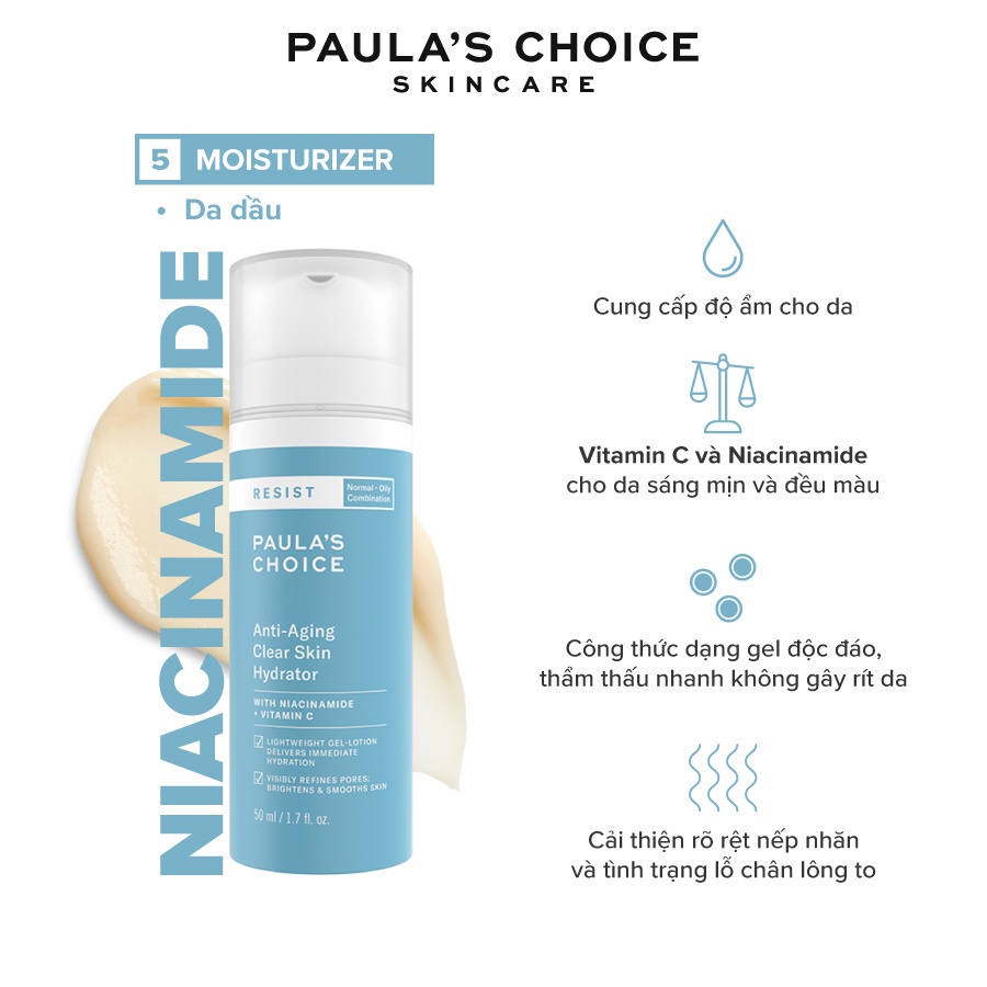 Kem dưỡng ẩm da dầu lão hóa Paula's Choice AntiAging Clear Skin Hydrator 50ml 7691