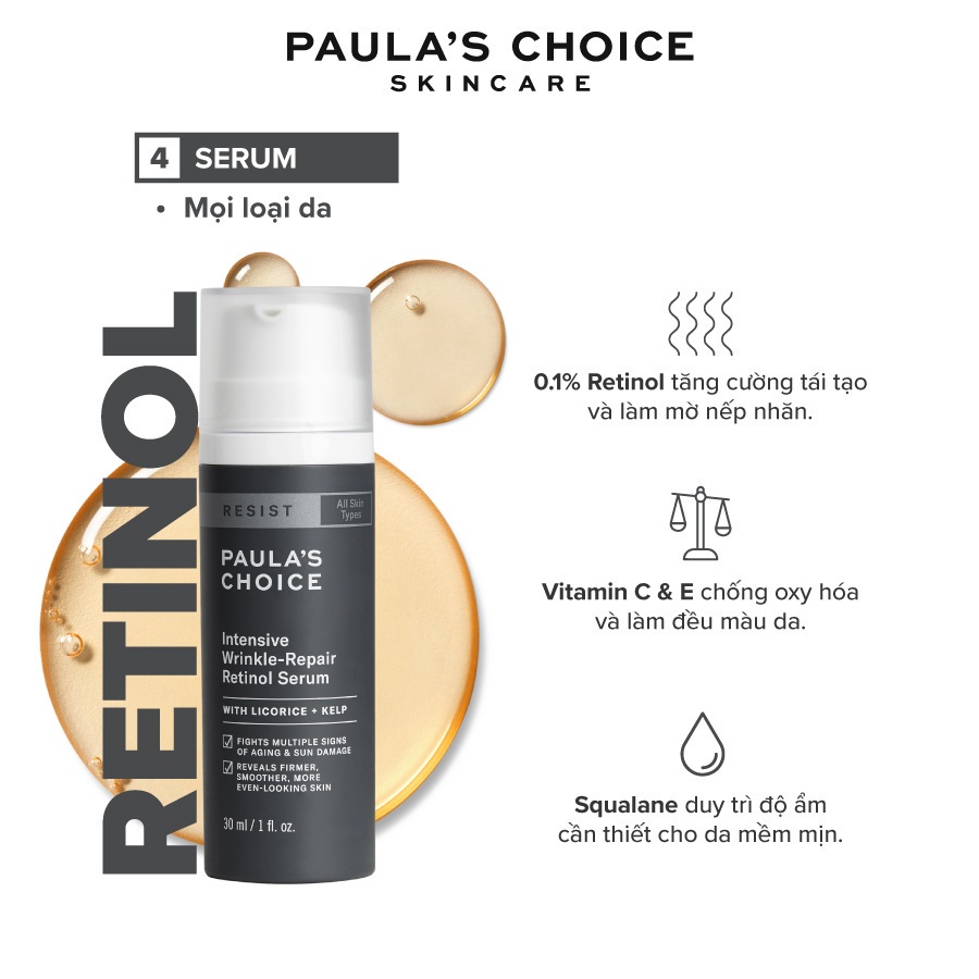 Tinh chất ngăn ngừa lão hóa và làm mờ nếp nhăn Paula's Choice Resist Intensive Wrinkle - Repair Retinol Serum 30ml 7710