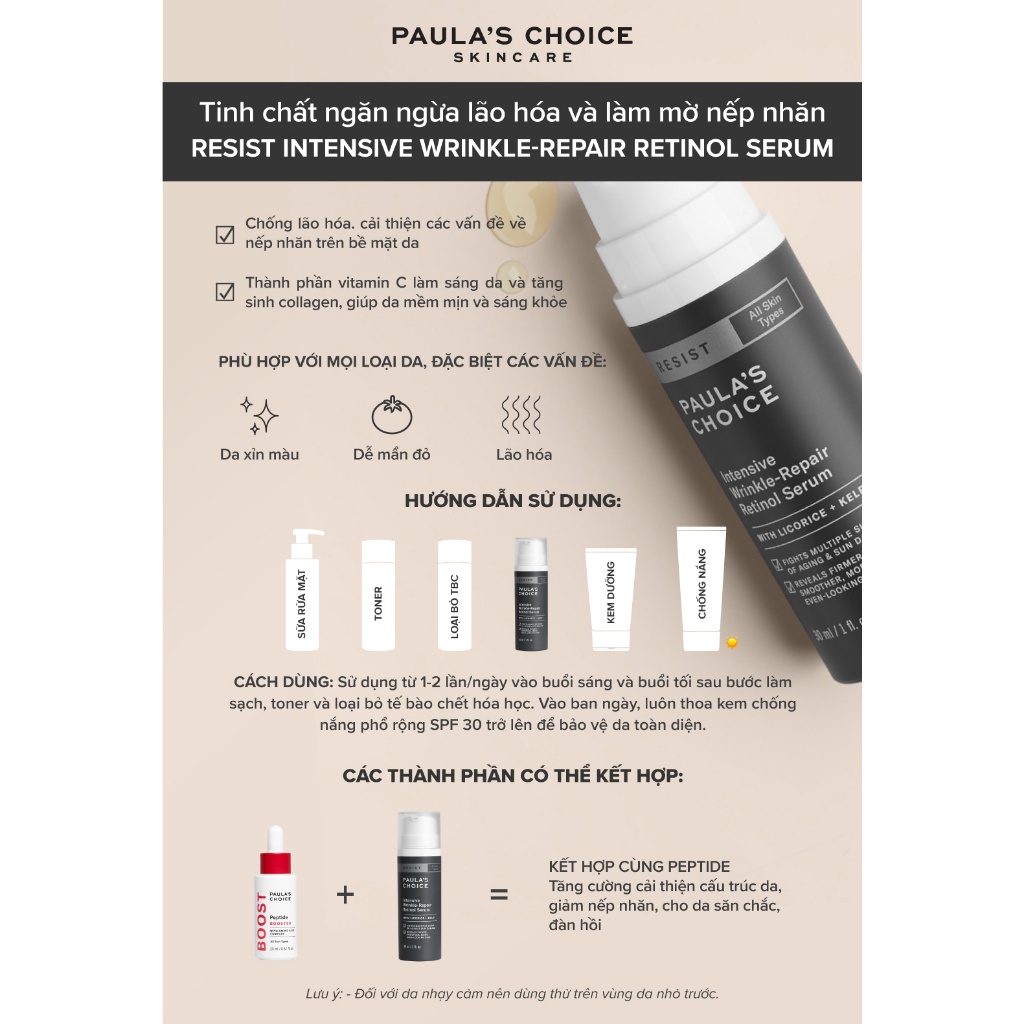 Tinh chất ngăn ngừa lão hóa và làm mờ nếp nhăn Paula's Choice Resist Intensive Wrinkle - Repair Retinol Serum 30ml 7710