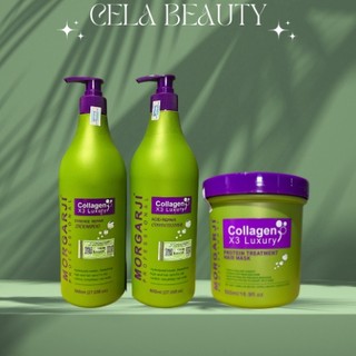 Dầu gội xả morgarkji collagen 800ml kiềm dầu, phục hồi, tái tạo nang tóc giúp tóc mềm mượt