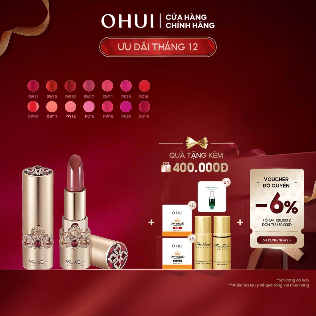 [Mã COSLUX09 giảm 120K đơn 1500K] Son lì dưỡng ẩm ngăn lão hóa OHUI The First Geniture Lipstick 3.8g