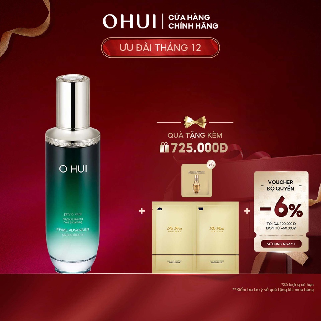 [Mã COSLUX09 giảm 120K đơn 1500K] Nước hoa hồng chống lão hoá OHUI Prime Advancer Skin Softener 150ml