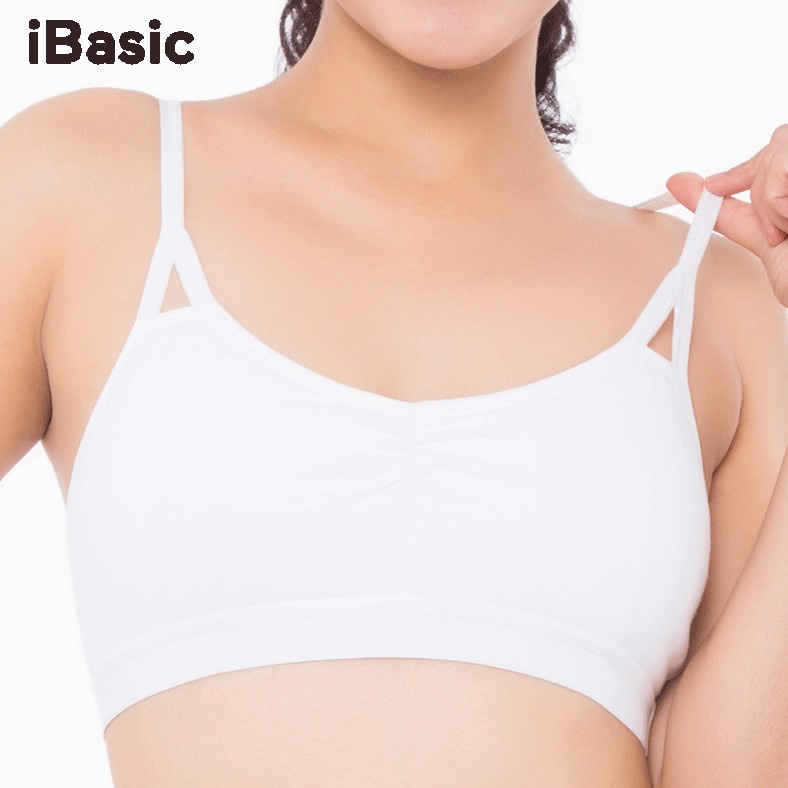 Áo ngực học sinh cotton trơn nhún thân trước iBasic BRAT001