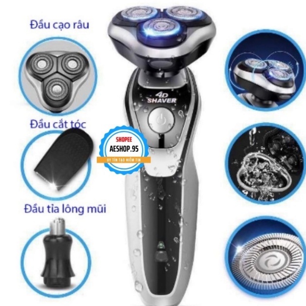 Máy cạo râu đa năng EMBER 3 lưỡi kép 4in1 hàng cao cấp IP X7 kháng nước