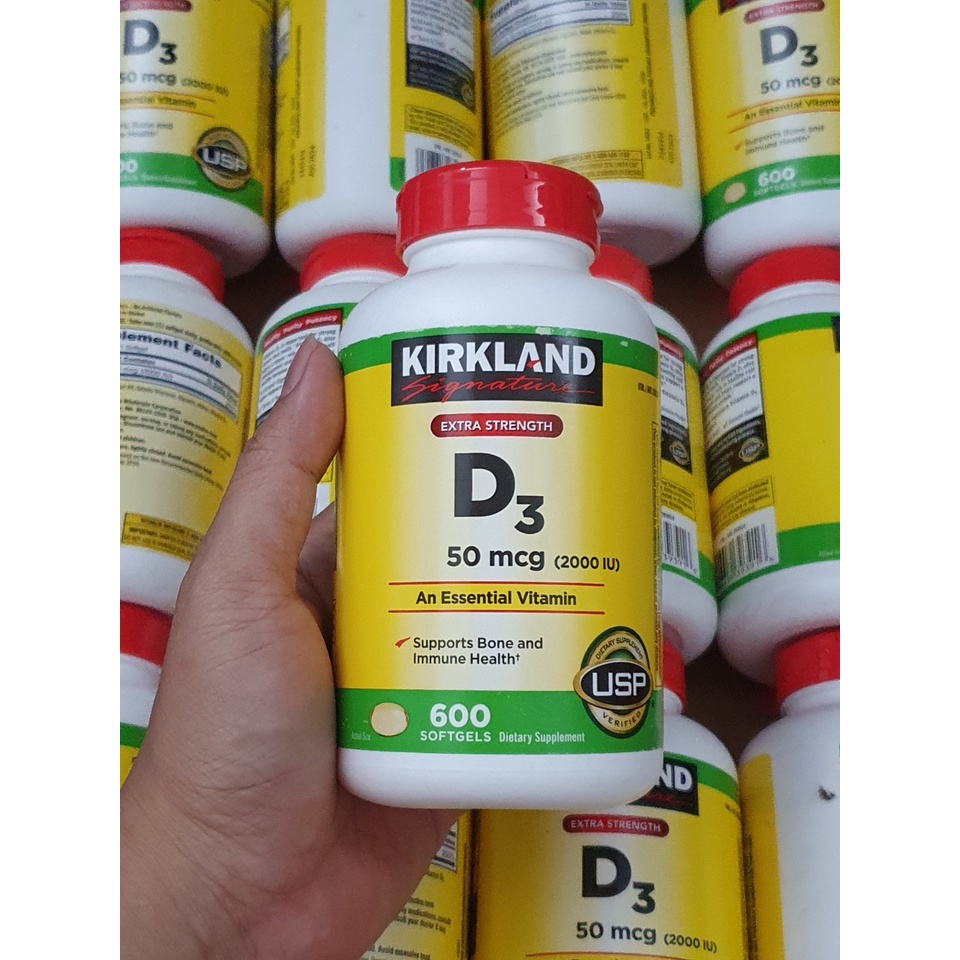 [Tách lẻ 100 viên] Vitamin D3 2000 IU Kirkland 600 viên từ mỹ ( Hàng nội địa Mỹ đủ bill) hấp thụ canxi