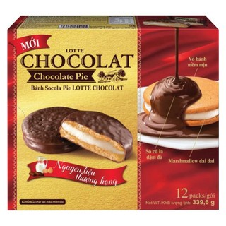 Bánh socola pie lotte chocolat 339.6g bánh bouchee bánh chocopie bánh lotte