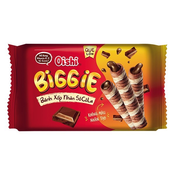 [QUẬN 3]  Bánh Quế Oishi Biggie Vị Socola Gói 120G bánh oishi bánh quế