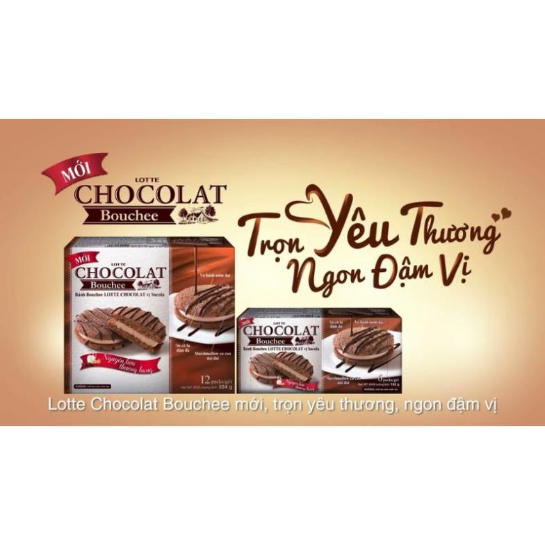 [Q.3] Bánh Bouchee Lotte Chocolat Vị Socola 324g Bánh chocopie lotte chocolat Bánh bouchee Bánh choc