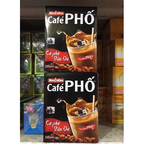 Cà phê Phố Sữa Đá/ Đen Đá hộp 10 gói x 24g