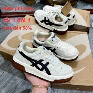 Giày Asics Court Mz, Giày Thể Thao nam nữ, Sneaker Asic Basic White Cream And Black Full màu-Full box dễ phối đồ