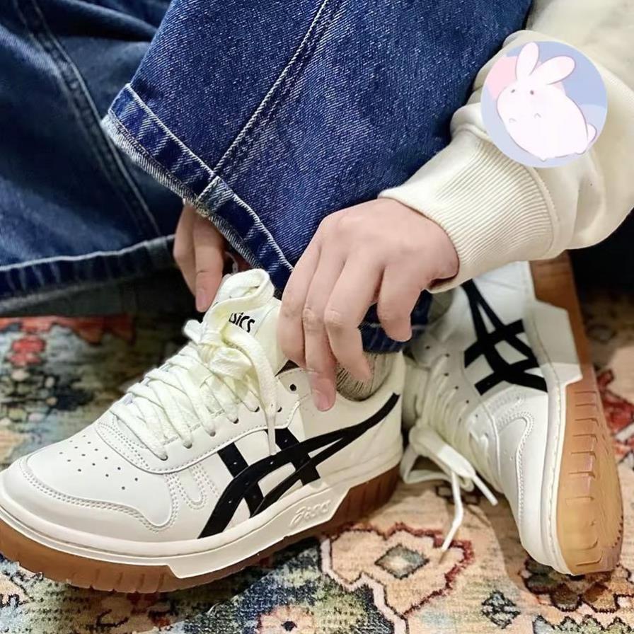 Giày thể thao Asics Court MZ Cream Black Gum Nam Nữ, Giày Asics Đế Cao Su Đúc Hàng Cao Cấp Full Box