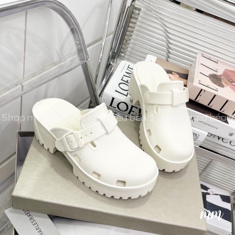 Sục cnk mũi tròn đai ngang khoá cài gót cao siêu nhẹ xuất dư fullbox