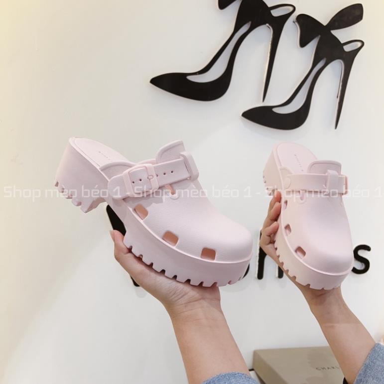 Sục cnk mũi tròn đai ngang khoá cài gót cao siêu nhẹ xuất dư fullbox