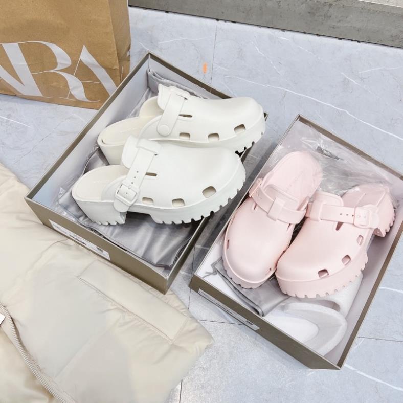 Sục cnk mũi tròn đai ngang khoá cài gót cao siêu nhẹ xuất dư fullbox