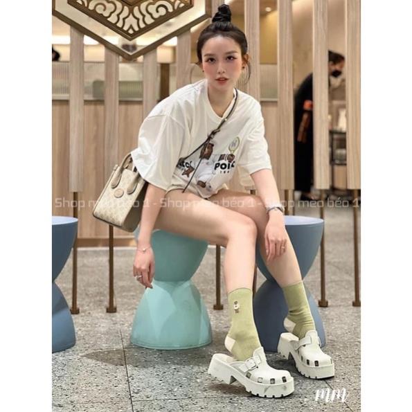 Sục cnk mũi tròn đai ngang khoá cài gót cao siêu nhẹ xuất dư fullbox