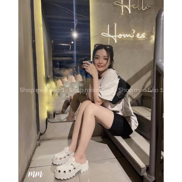 Sục cnk mũi tròn đai ngang khoá cài gót cao siêu nhẹ xuất dư fullbox