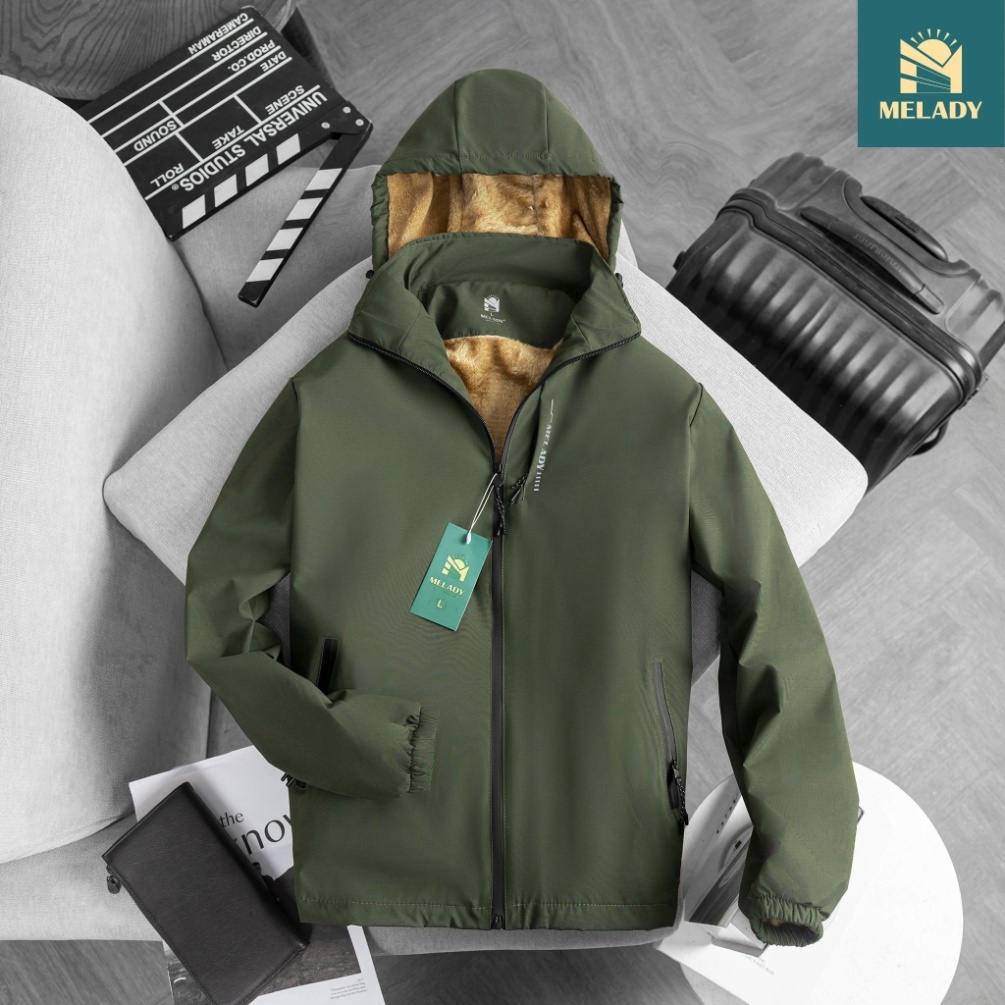 Áo khoác gió nam nữ lót lông cừu, vải tráng bạc nano gió Mũ tháo rời  - Hàng mới về
