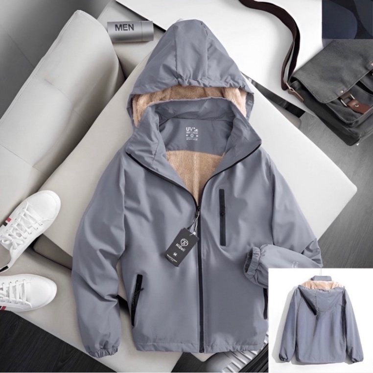 Áo Khoác Gió Nam Nữ Lót Lông Cừu Siêu Ấm,Chống Gió Chống Mưa Nhẹ  Bên Trong Phủ Nano Bạc Cao Cấp - H