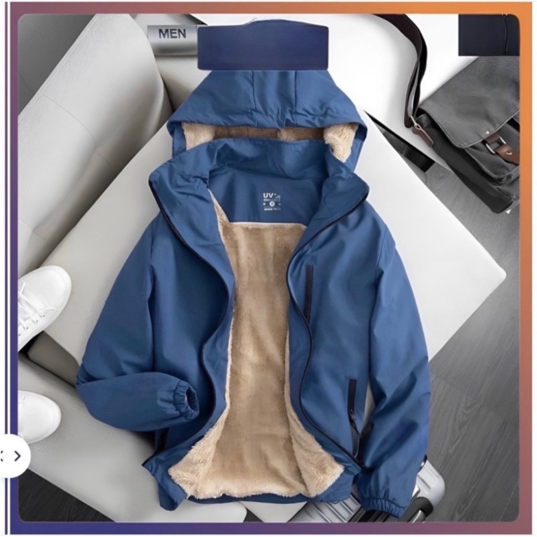 Áo Khoác Gió Nam Nữ Lót Lông Cừu Siêu Ấm,Chống Gió Chống Mưa Nhẹ  Bên Trong Phủ Nano Bạc Cao Cấp - H