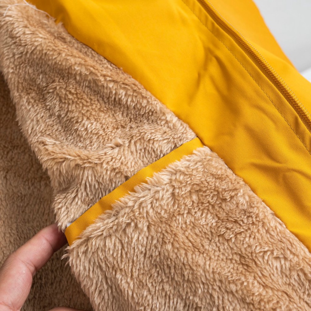 Áo khoác gió nam nữ lót lông , màu nâu ấm áp mùa đông vải tráng bạc chống nước - Hàng mới về