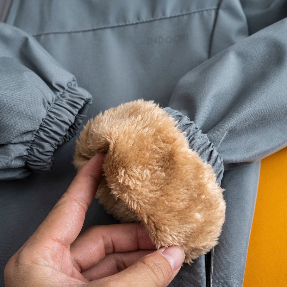 Áo khoác gió nam nữ lót lông , màu nâu ấm áp mùa đông vải tráng bạc chống nước - Hàng mới về