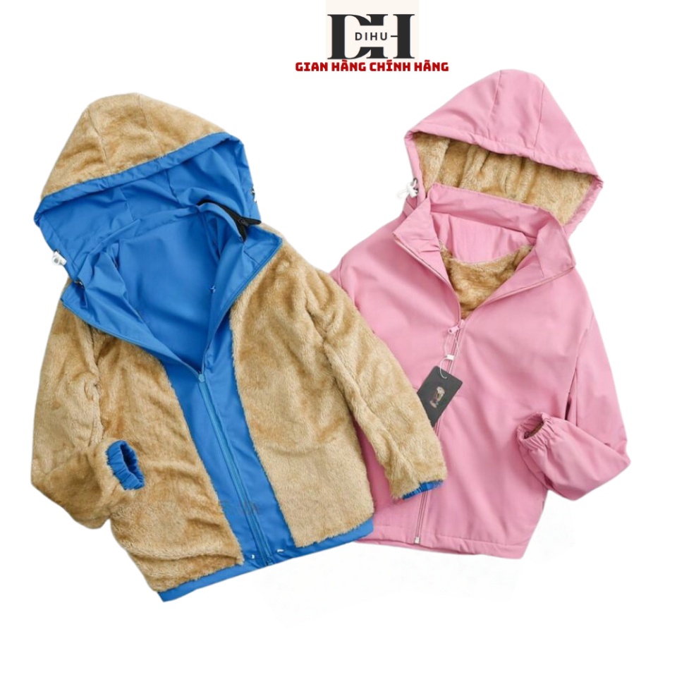 Áo khoác cho bé trai bé gái lót lông DIHU, áo khoác gió dù lót bông trẻ em mùa đông ấm áp chống nước - Hàng mới về