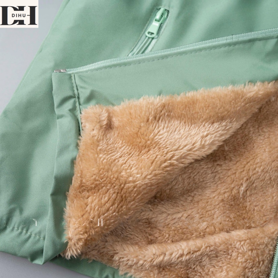 Áo khoác cho bé trai bé gái lót lông DIHU, áo khoác gió dù lót bông trẻ em mùa đông ấm áp chống nước - Hàng mới về