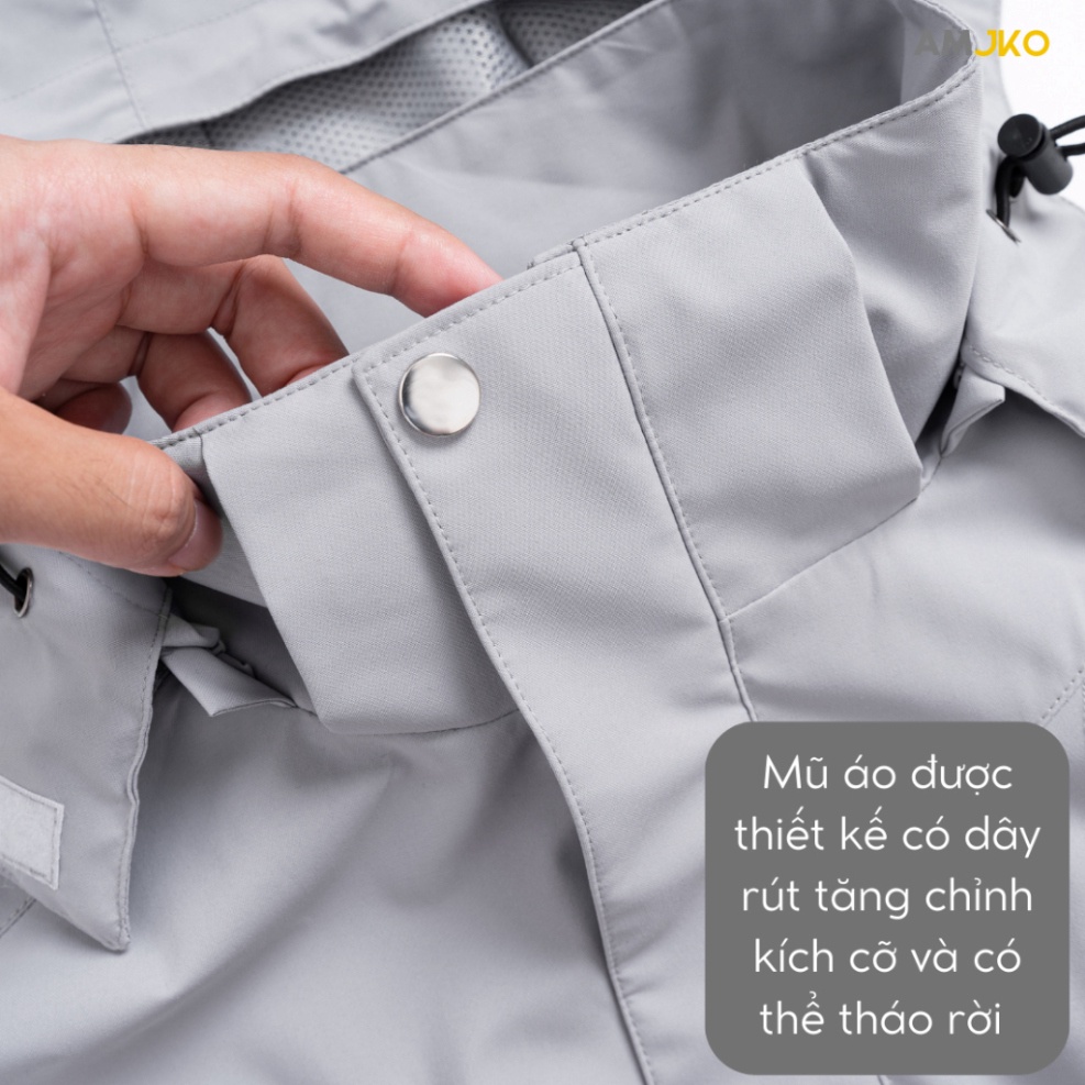 Áo khoác gió 2 lớp Nam Nữ AMJKO, áo gió Nam cao cấp công nghệ Nano Blocktech chống nước cản gió ngăn tia UV - Hàng mới v