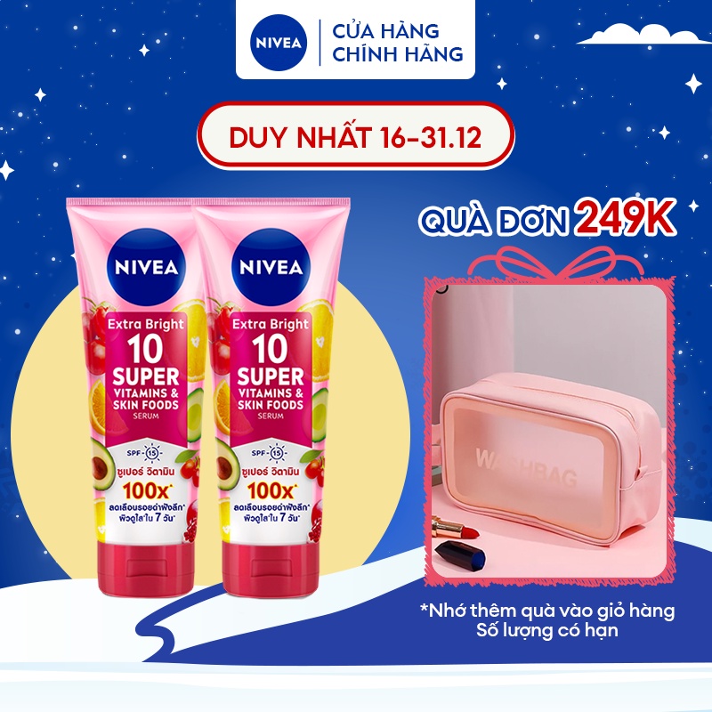 Bộ 2 Serum Dưỡng Thể NIVEA 10 Super Vitamins Sáng Da, Mờ Thâm & Đốm Nâu Sau 7 Ngày 180ml
