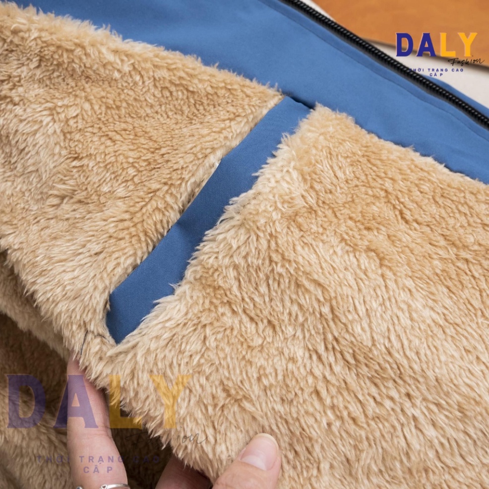 Áo khoác gió lót lông Unisex tráng bạc chống nước - Lót lông vàng mới nhất 2023 -DALY - Hàng mới về