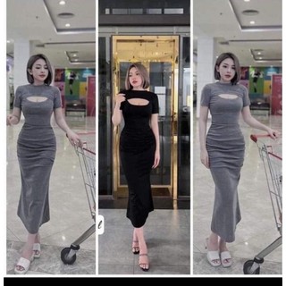 Đầm body hở ngực dáng dài bigisze 40-120kg