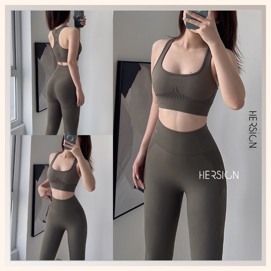 Bộ đồ tập gym nữ Set tập yoga quần legging cao cấp HERSIGN-SET128