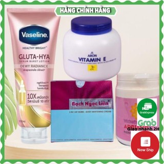 Combo kem bạch ngọc liên + vaseline gluta + abutine 3c3 + e nắp xanh - HANA SHOP