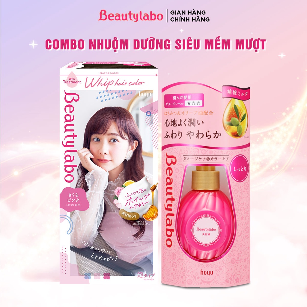 Combo Thuốc nhuộm tóc tại nhà dạng bọt Beautylabo Whip 125ml và Serum Dưỡng Tóc Beautylabo 120ml