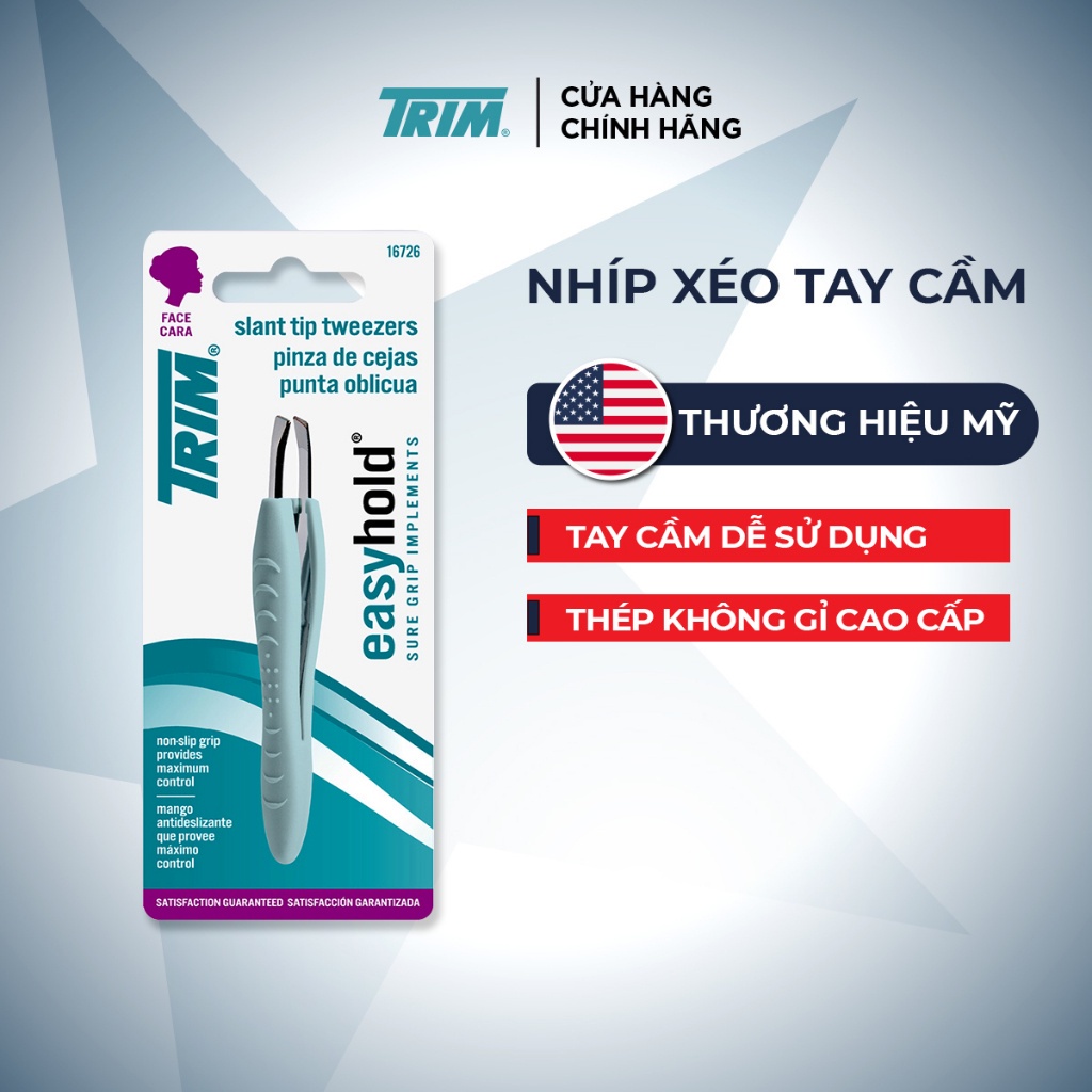 Nhíp nhổ lông mày Hiệu TRIM Cao Cấp - Nhíp Xéo Tay Cầm