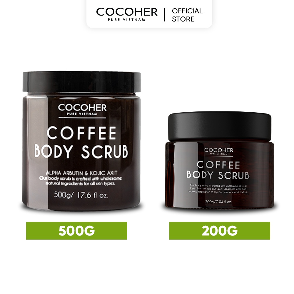 Combo 3 Tẩy Tế Bào Chết Body 500G COCOHER Cà Phê Hữu Cơ, Mềm Mịn Sáng Da Toàn Thân