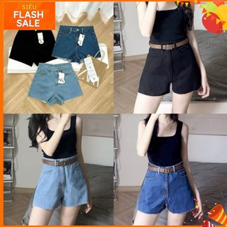 Quần short jean nữ xanh vải denim bền đẹp dễ phối đồ 2024