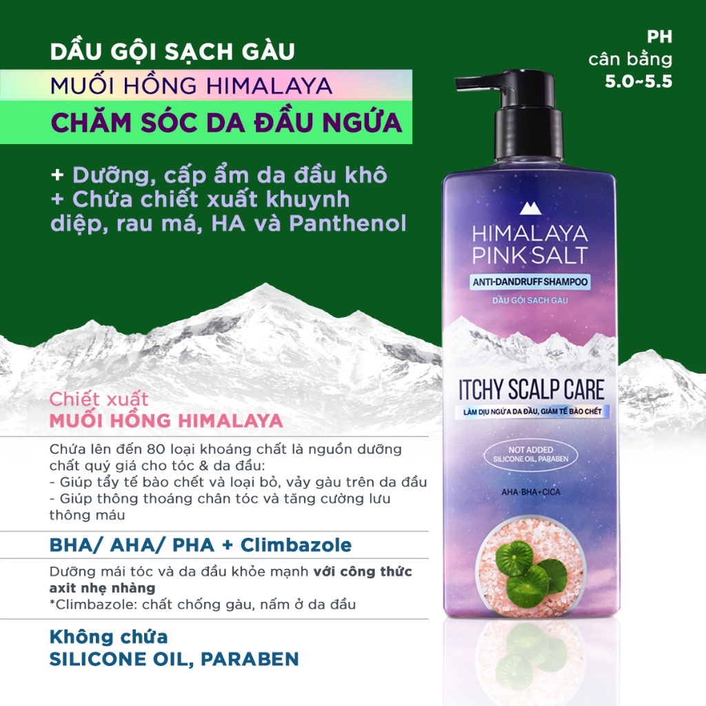 Dầu gội Dành Cho Da Đầu Bết/ Giảm Ngứa/ Làm Sạch Da Đầu/ Himalaya Pink Salt 650ml