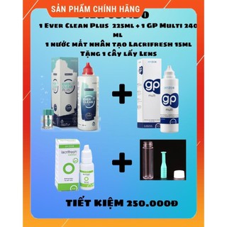 Siêu combo 1 chai avizor gp multi,1 chai avizor ever clean plus,1 lọ nước mắt nhân tạo, tặng 1 cây lấy lens