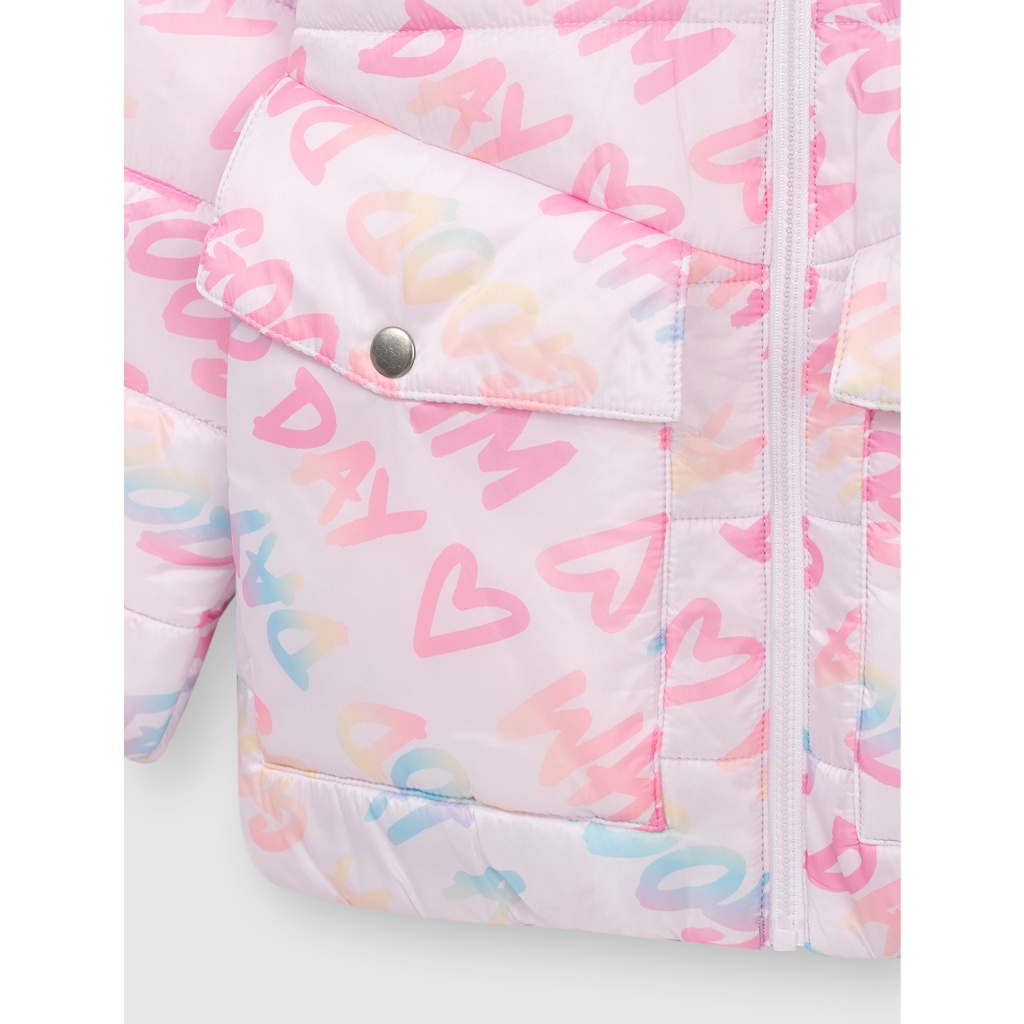 Áo khoác chần bông bé gái CANIFA mũ chống thấm nước 1OT23W004