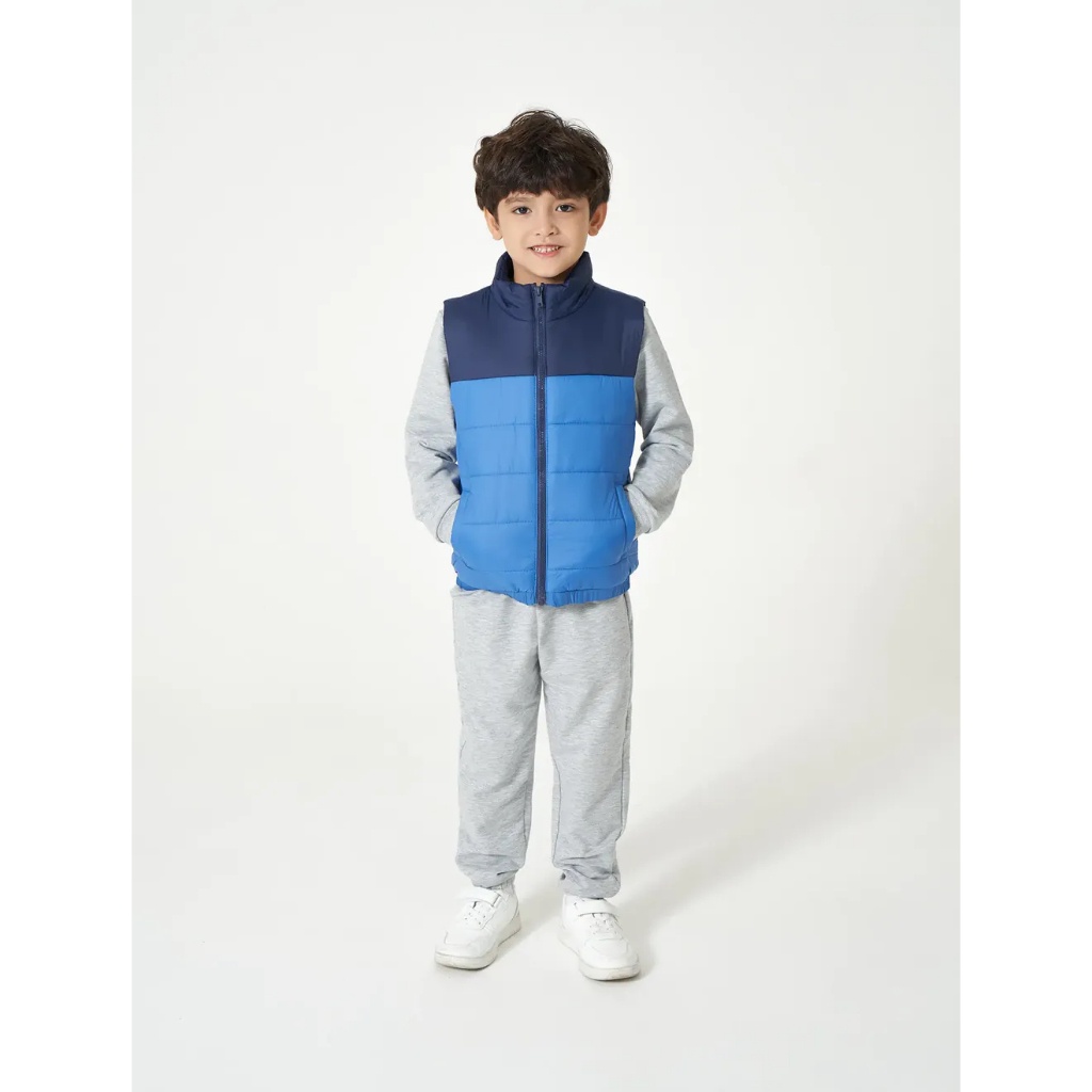Áo khoác gilet bé trai CANIFA chần bông cổ cao có túi chống thấm nước 2OT23W007