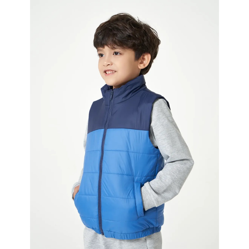 Áo khoác gilet bé trai CANIFA chần bông cổ cao có túi chống thấm nước 2OT23W007
